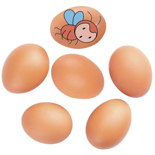 SRTSTR 6 Piezas Huevos de Madera, Huevos Falsos para Gallinas, Huevos Falsos Realistas Sólido, Huevos de Pascua para Pintar Puede Promover Que Las Gallinas Pongan Huevos y Evitar Picotear