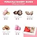 Kucoele 20 PCS Bakery Boxes with Window, 12 x 8 x 2.5 Inches Pastry Boxes Auto-Popup Treat Boxes for Chocolate Covered Strawberries, Cookies, Muffins, Donuts, Breakable Hearts