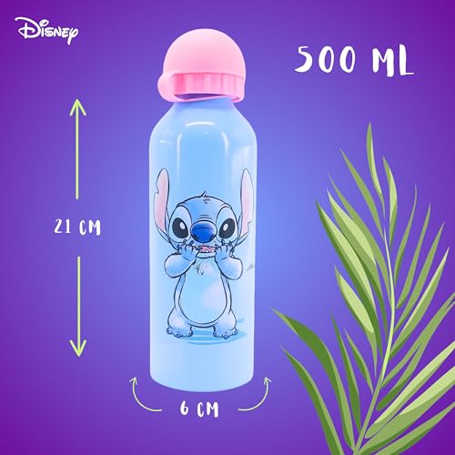 Miniatura 5 de Disney Stitch Botella Reutilizable, Diseño Stitch, Aluminio Resistente Botella De Agua Para Niñas, Botella De Viaje Infantil, Capacidad 500 Ml Azul