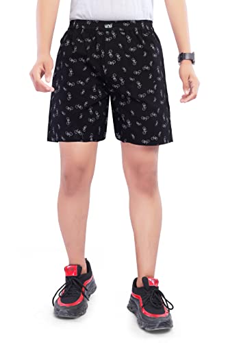 Image of UNOseven Shorts for Boys - 100% Cotton Printed with Side Pockets - Pack of 2 - Available from Size 7 Years to XL