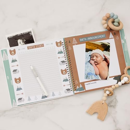 Keepsake Baby Memory Book for Baby Boy or Girl – Timeless Woodland Baby Journal Scrapbook Photo Album for First 5 Years – Milestone Book to Record Every Event from Birth to Age 5