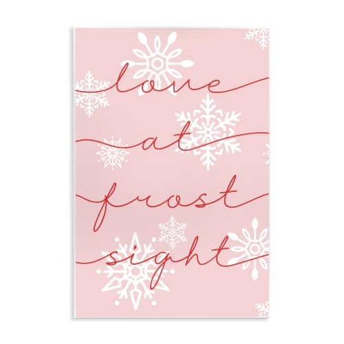 Romantic Pink Snowflakes Quote, 13 x 19 Inch Mounted Print on Wall Plaque