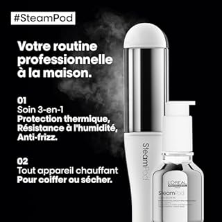 L'OREAL PROFESSIONNEL - Sérum SteamPod - Soin Lissant Thermoprotecteur - Protège Jusqu'À 230°C - Anti-Frizz & Anti-Humidité Extrême - Formule Anhydre Brevetée - Compatible Tout Lisseur - 50 ml