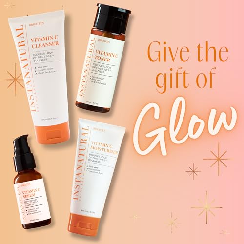 InstaNatural-Vitamin-C-Four-Step-Skin-Care-Set-Skincare-Routine-Brightens-Hydrates-Prevents-Signs-of-Aging-Face-Wash-Toner-Serum-and-Moisturizer-with-Botanical-Extracts