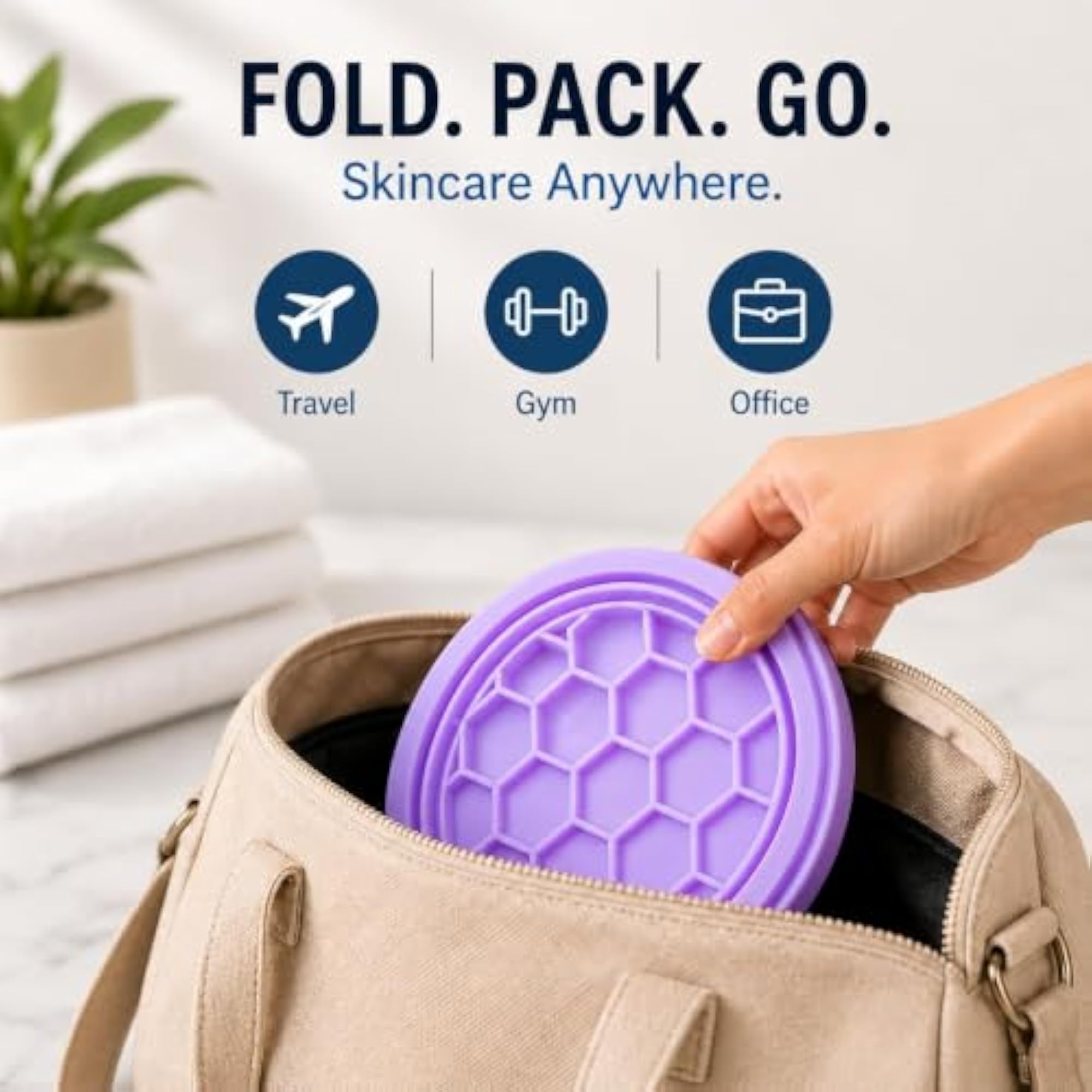 Silicone Collapsible Face Bowl with Built-in Ice Tray, Modern Style
