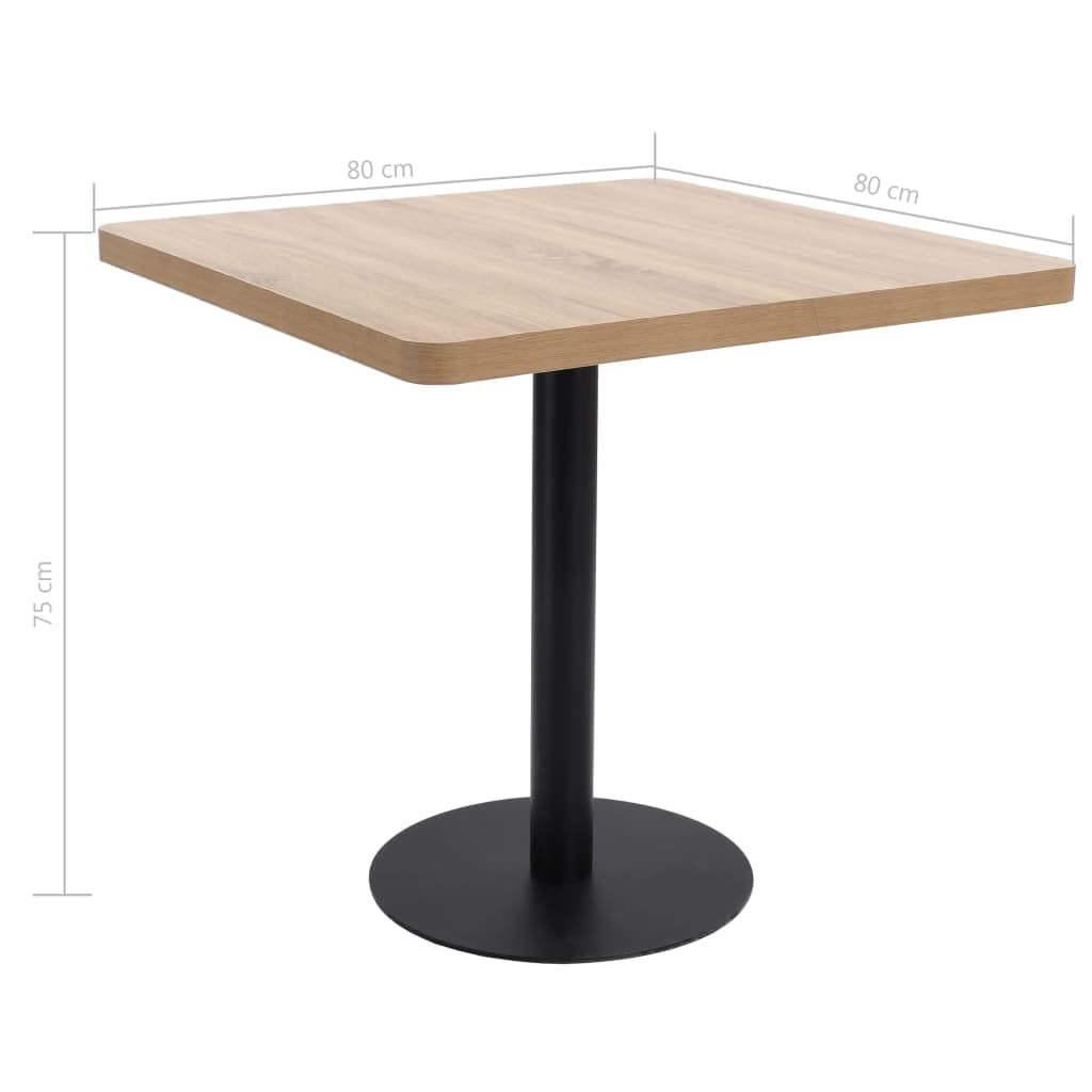 Table de Bistro Carrée 80x80x75 cm Marron Clair et Noir, Table de Salle à Manger en MDF et Acier pour Cuisine, Restaurant, Café ou Bar, Style Industriel Romantique, 2 Personnes