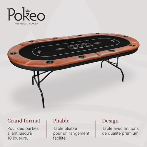 Pokertisch für 10 Spieler – kompakt und faltbar – Pokermatte schwarz – perfekt für Kartenspiele und Chips – Couchtisch für Wohnzimmer, ideal für Poker-Set und Pokerkoffer – Bild 3