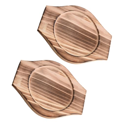 PRETYZOOM Tapete De Madera Cuenco De Piedra 2pcs para Ollas y Cacerolas Resistente Al Desgaste Multifunción Accesorio De Cocina