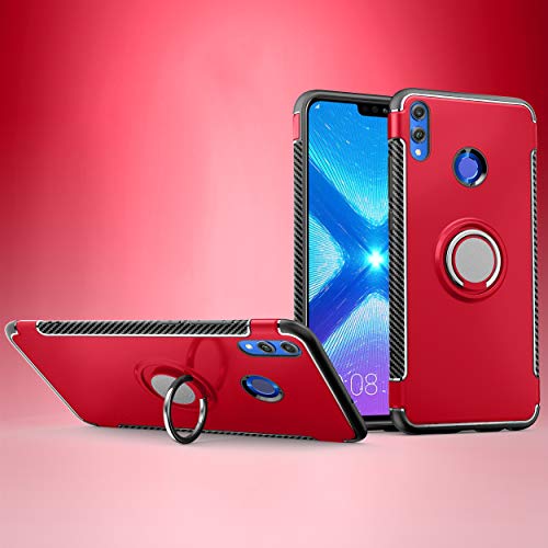 Honor 8X /Honor View 10 Lite case,Labanema Hybrid Dual Layer 360 Degree Rotation Ring Holder Kickstand Armor Slim Protective Cover for Huawei Honor 8X /Honor View 10 Lite - Red