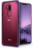 Ringke [Fusion] Compatible with LG G7, G7 ThinQ Case Crystal Clear PC Back [Anti-Cling Dot Matrix Technology] Lightweight Transparent TPU Bumper Drop Protective Cover with Wrist Strap - Orchid Purple
