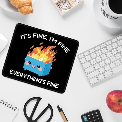 Image of FROGIGO Mouse Pad with Stitched Edges - Funny Mousepad for Women, 9.25 x 7.75 inch Washable Square Desk Pad, Non-Slip Rubber Base, Office Home Laptop Accessories - Blue Box on Fire