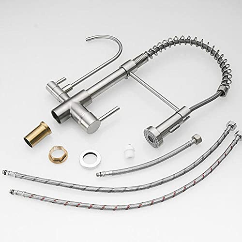 Filtre de cuisine robinets avec eau froide et chaude rotatif pour évier moderne brossé - 7