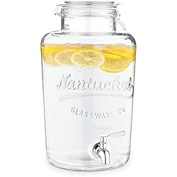 Dispensador Bebida Con Grifo Navaris Dispensador de Bebidas con Grifo 8L - Recipiente de Vidrio con Tapa y Cierre Giratorio de Acero Inoxidable - Agua Jugo Vino Sangria