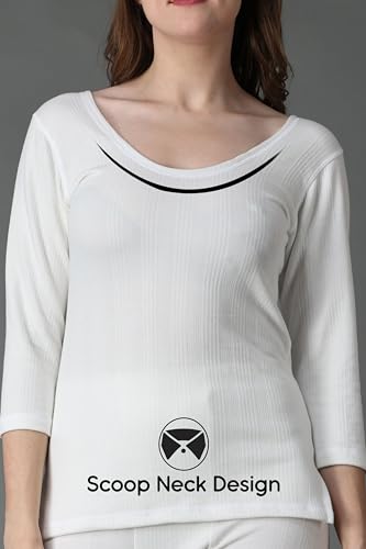 Image of Wearslim Women's Winter Warmer Thermal Vest 3 /4 Sleeves Ultra Soft Scoop Neck Winter Inner Wear Top Johns Underwear