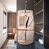 ZEGUR Premium Garment Bag Carry On for Women - Hangs Blazers, Pantsuits & More - Travel Bag with Shoulder Strap and Laptop Compartment (Beige with Saddle Brown Leather)