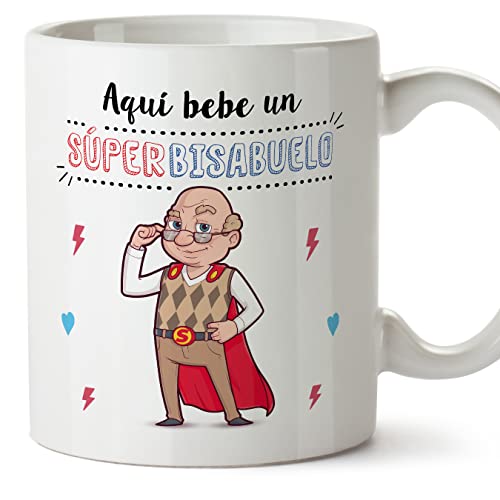 MUGFFINS Tazas para BISABUELO - En Español - Super Familia - 11 oz / 330 ml - Regalo original y divertido