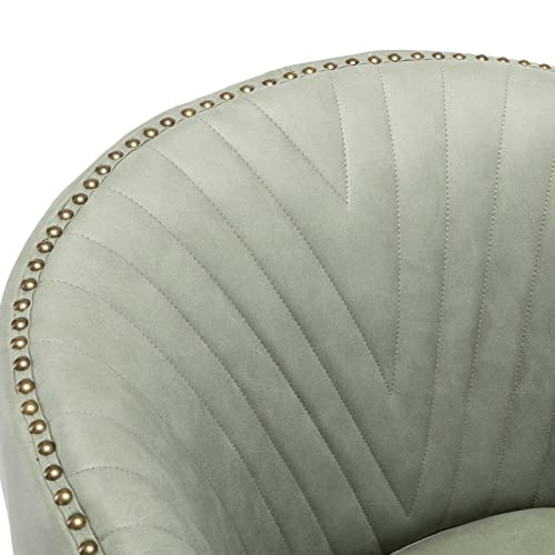 Green-Faux-Leather-Home-Office-Desk-Chair-Upholstered-Barrel-Swivel-Adjustable-Arm-Desk-Chair-with-Nailheads-Comfy-Mid-Back-Study-Chair-with-Silent-Wheel-for-Study-Office-Computer Green Faux Leather Home Office Desk Chair Upholstered Barrel Swivel Adjustable Arm Desk Chair with Nailheads Comfy Mid Back Study Chair with Silent Wheel for Study Office Computer