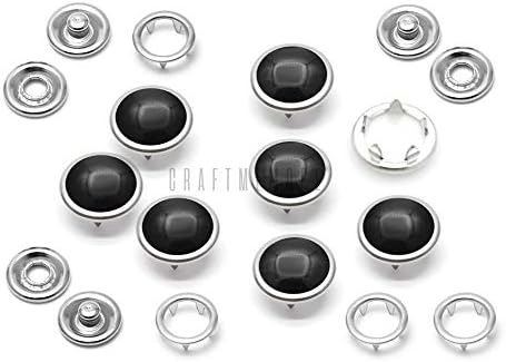 CRAFTMEMORE 20 Sets 10.5MM Black Pearl Snaps Fasteners Pearl-Like Button for Western Shirt Clothes Popper Studs (Black)