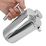 Topyond French Press Coffee Maker, 304 Stainless Steel Insulated Coffee Press,Double Layer Portable French Press Pot,350-1000MLK,Silver(350ML)