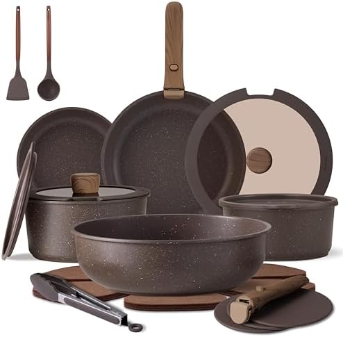 CAROTE 21PCS Pots and Pans Set Non Stick with Detachable Handle, ...