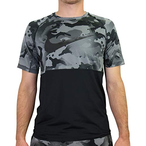 Nike Top Slim Camo t-shirt homme sport stretch noir gris S