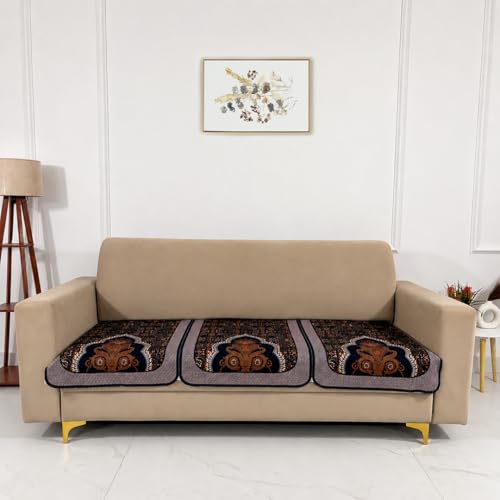 Image of Homerz Premium 'Maharaja Paradise Series' Sofa Cover | Net Fabric Sofa Cover | Washable, Anti-Dust Backed & Wrinkle Resistant Cover (Sheesh Mahal, 3 Seater, Only Seat Cover)