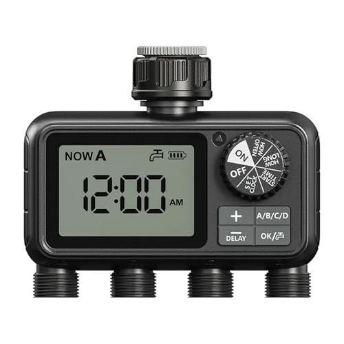 Image of LABART Sprinkler Timer, 4 Outlets Programmable Water Timer with Brass Inlet for Garden Hose, Outdoor Hose Timer with Rain Delay /Manual /Automatic Watering System, Digital Irrigation Timer for Yard /Lawn