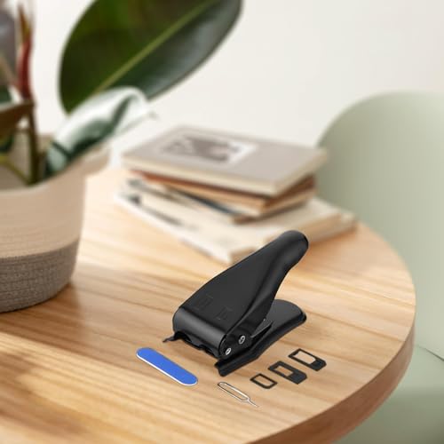 Universal 3-in-1 SIM Card Cutter Kit with Adapters, Black Plastic Multi-Function Cutter for Standard, Micro, Nano SIM Cards, Includes Eject Pin,for Smartphone, Cell Phone, Mobile Phone