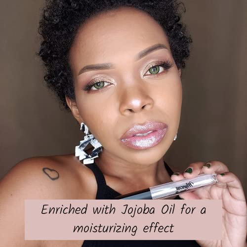 Mynena Clear Lip Gloss Shine With Silver Glittery Glossy Finish Moisturizing With Jojoba Oil | Talc-Free Mica-Free Gluten-Free Paraben-Free Cruelty-Free Vegan | Snow #TOP1