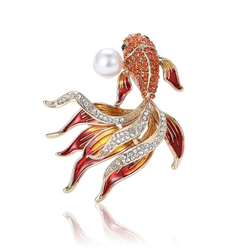 Image of Rhinestone Goldfish Brooches and Pins for Women Fashion Accessories Clothing Pins