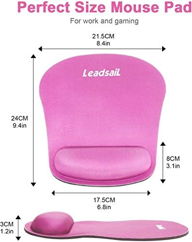 LeadsaiL Mouse Mat Gaming Mouse Pad with Wrist Support, Non-slip Rubber base, Waterproof Surface Mousepads with Wrist Rest, Compatible with Laser and Optical Mice for Gaming, Office Working