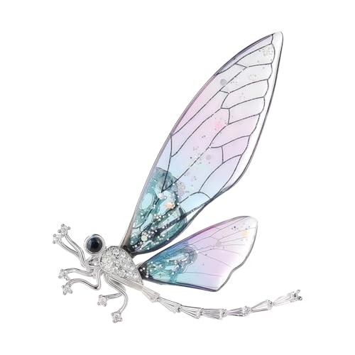 Image of Elegant Rhinestone Dragonfly Brooches Pin, Delicate Insects Brooch Lapel Pins for Women Men Wedding Party