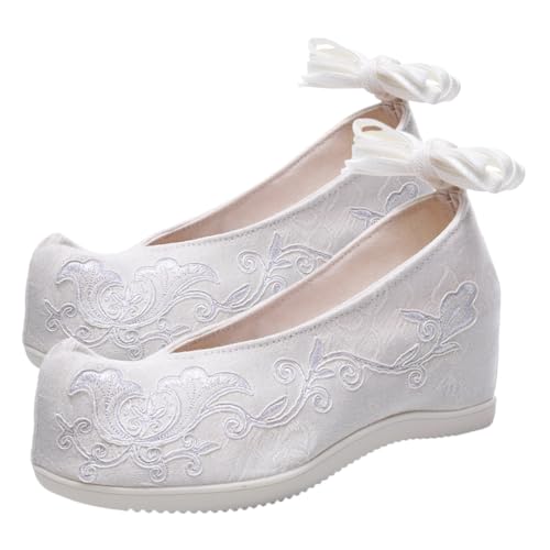 Chaussures de mariée plates antidérapantes contre la fatigue en coton blanc 37