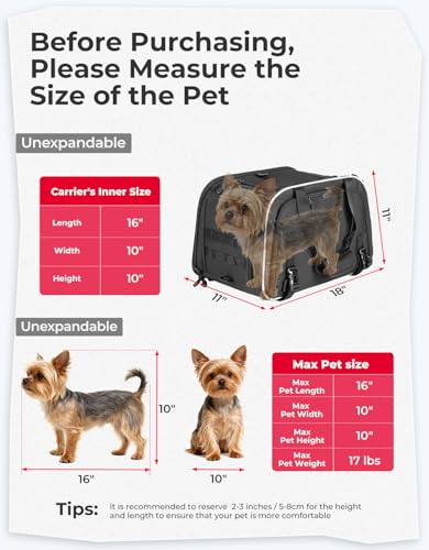 KEMIMOTO Motorcycle Dog Carrier Expandable, Airline Approved Pet Carrier Shoulder for Small Dogs & Cats Under 17 lbs, 18x11x11 Inch Soft-Sided Travel Bag, Folding & Portable for Cruiser Touring - Image 3