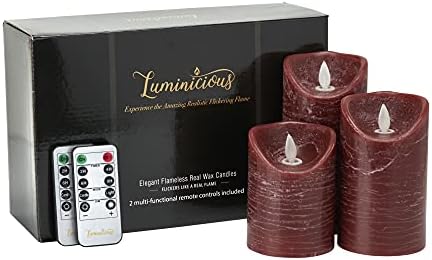 Gold LED Candles Flameless Flickering Battery Operated Electric Pillar Candle | Realistic Flicker Moving Flame | 2 Remote Controls & Timer, Real Wax Decorative Ivory with Gold Trim | Home Decor Gift