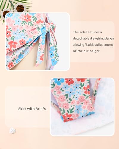 Image of Girls Two Piece Tankini Swimsuit with Skirt Summer Bathing Suit with Chest Pad Swimwear 7-16 Years