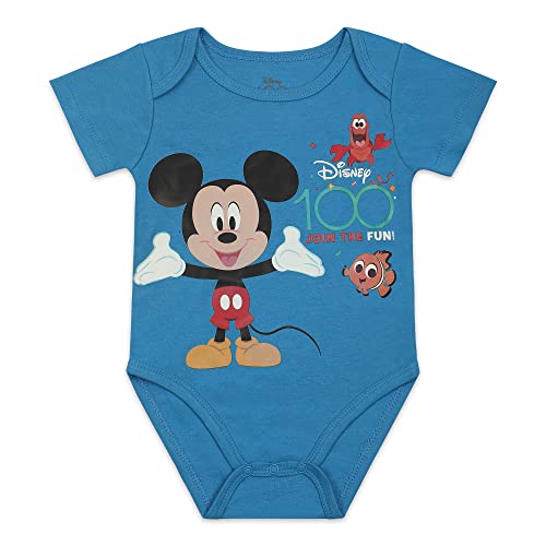 Disney Mickey Mouse Baby Boys 3 Pack Bodysuits for Newborn and Infants – Blue/Orange/Grey4