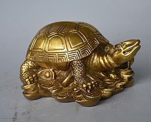 3NH® Chinese Zhen Zhai Copper Brass Wealth Yuan Coin Turtle Tortoise Art Statue