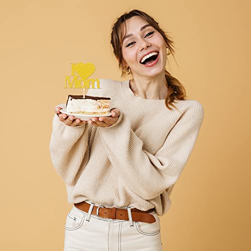 Sgbetter 96 Pieces Happy Mother's Day Cake Toppers Gold Glittery Cupcake Topper For Best Mom Theme Party Cake Dessert Food Decorations #TOP6