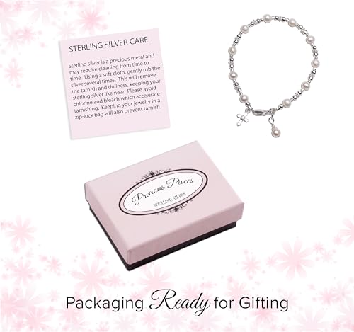 Precious Pieces Girl's Sterling Silver Cross Bracelet for Infant Baby Baptism and First Communion Gift with Cultured Pearls4