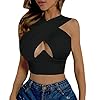 LYANER-Womens-Cut-Out-Crisscross-Halter-Vest-Wrap-Crop-Top-Sexy-Cami-Tank-Tops LYANER Women's Plain Pullover Underwire Sleeveless Tank Crop Top Black Large
