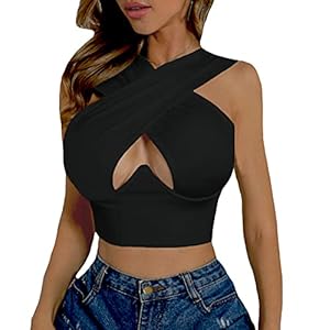 LYANER Women's Plain Pullover Underwire Sleeveless Tank Crop Top Black Large