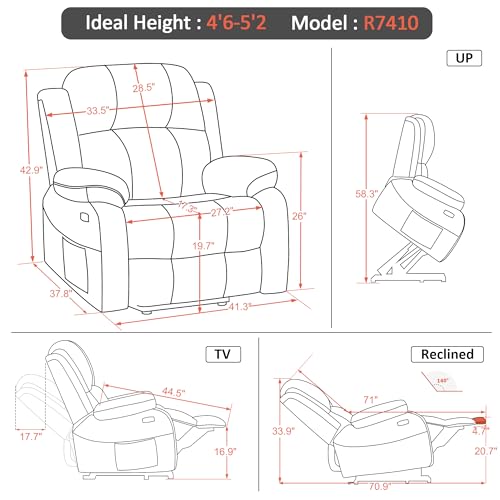 Sillón Power Lift Piel Sintética Negro miniatura 3