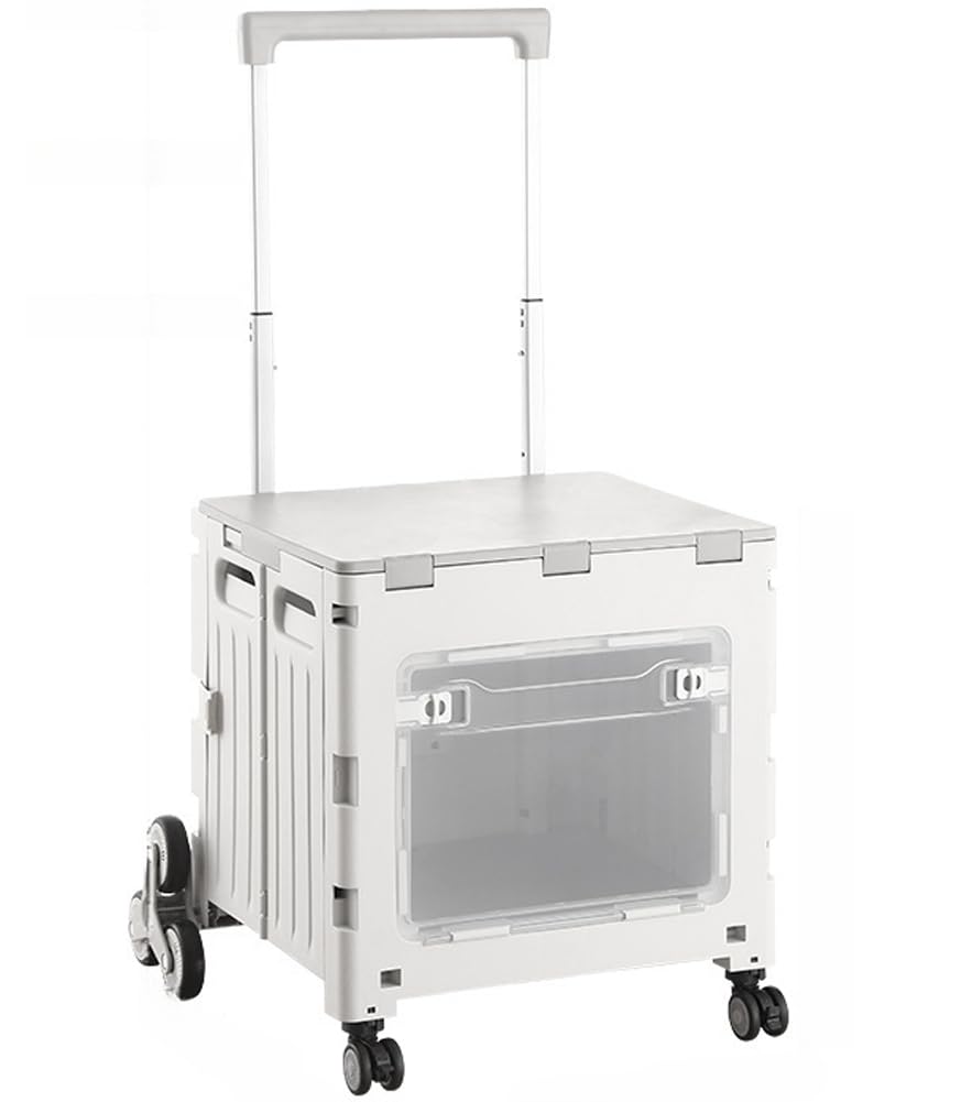 Foldable Shopping Utility Cart Portable Rolling Crate Handcart with 360°Rotate Wheel,Collapsible Folding Cart for Travel Move Luggage Office Use (Grey,Climbing Wheel)