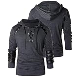 Kucos Mens Gothic Lace Up Hoodie Retro Steampunk Halloween Cosplay Costume