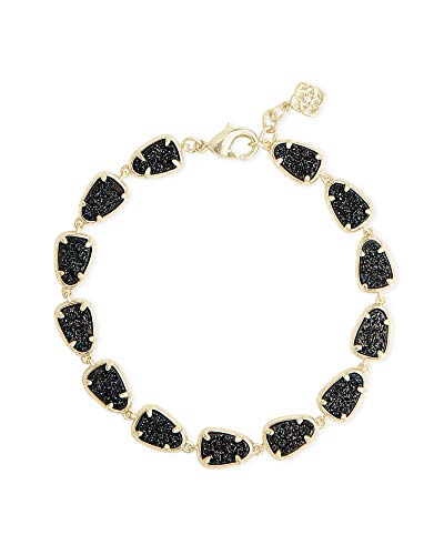 Kendra Scott Susanna Link Chain Bracelet for Women, Fashion Jewelry, 14k Gold-Plated, Black Drusy
