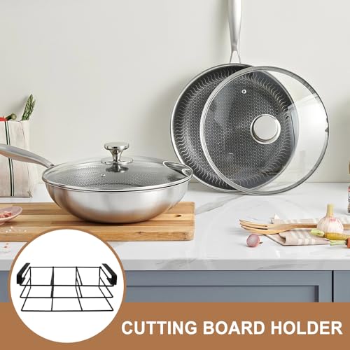Soporte de cocina para tabla de cortar de doble capa en acero inoxidable 7