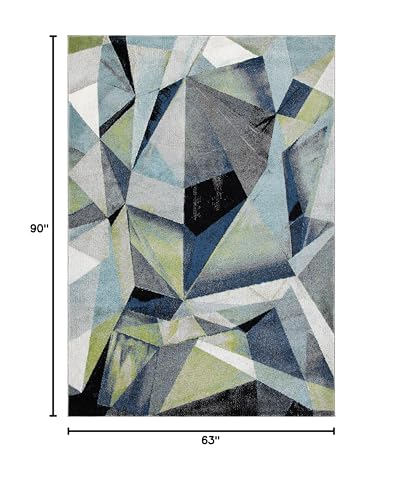 Tapete decorativo SAFAVIEH 90x63 pulg gris y azul miniatura 2