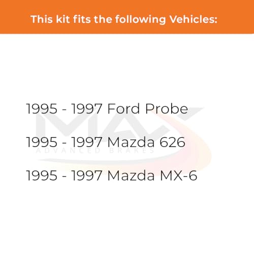 Image of Max Advanced Brakes Rear Brake Kit Compatible With 1995 1996 1997 Mazda 626 MX-6 Compatible With Ford Probe Replacement Premium OE Disc Brake Rotors and Ceramic Brake Pads