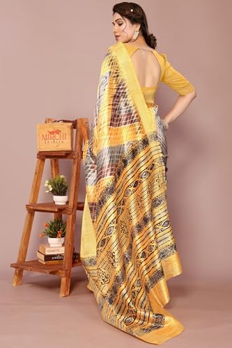 Image of MIRCHI FASHION Women Saree Cotton Silk Batik Block Printed | Breathable Office Wear and Regular Use Sari with Blouse Piece